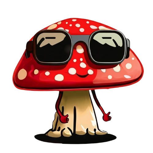 Media Mushroom mascot logo